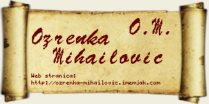 Ozrenka Mihailović vizit kartica